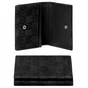 Noir Gucci Etuis Pour Cartes Cuir Marron Foncé Trim Authentique